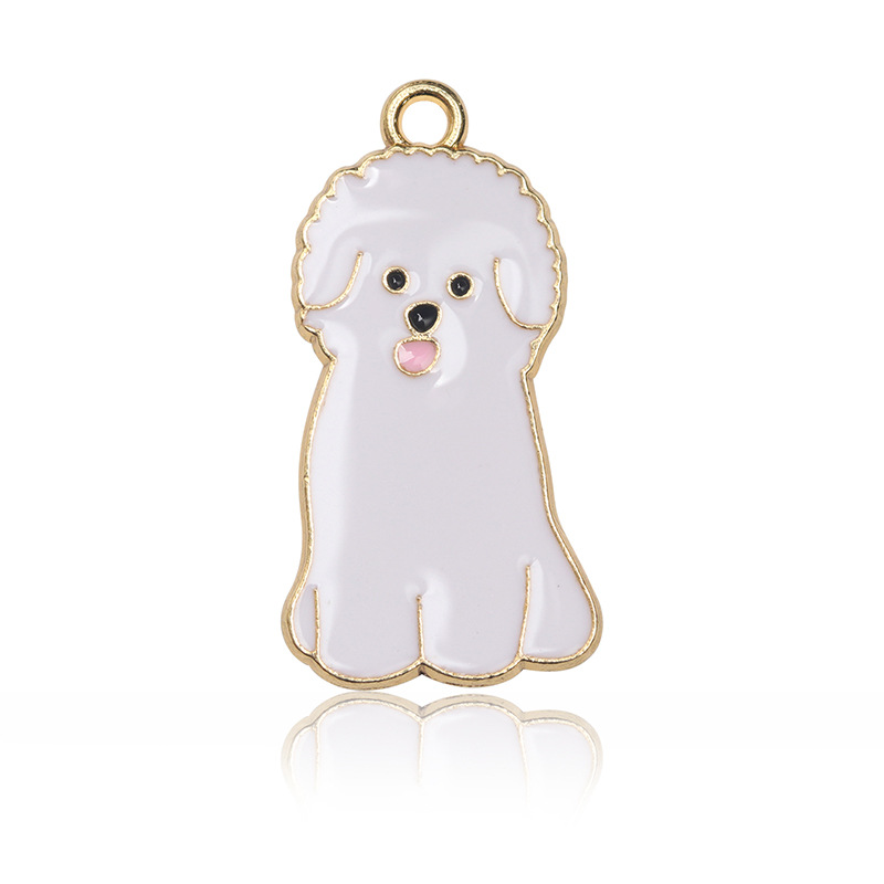 작은 흰색 개 기름 떨어지는 펜던트 1개 28*15mm2g