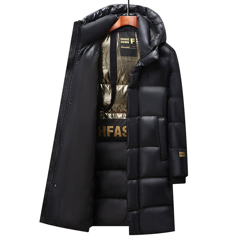 Качественный черный золотой пуховик, мужская и женская зимняя длинная шапка, утепленное теплое пальто для пары, модная Брендовая верхняя зимняя одежда