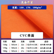 170/190克CVC单面汗布 高品质21/26/32支6040涤棉T恤时尚针织布料