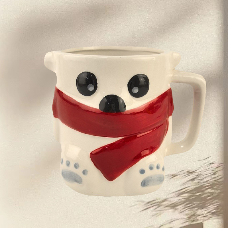 Coca-Cola cerámica de dibujos animados Bear blanco taza de alta belleza hogar taza de agua de gran capacidad taza de oficina menú