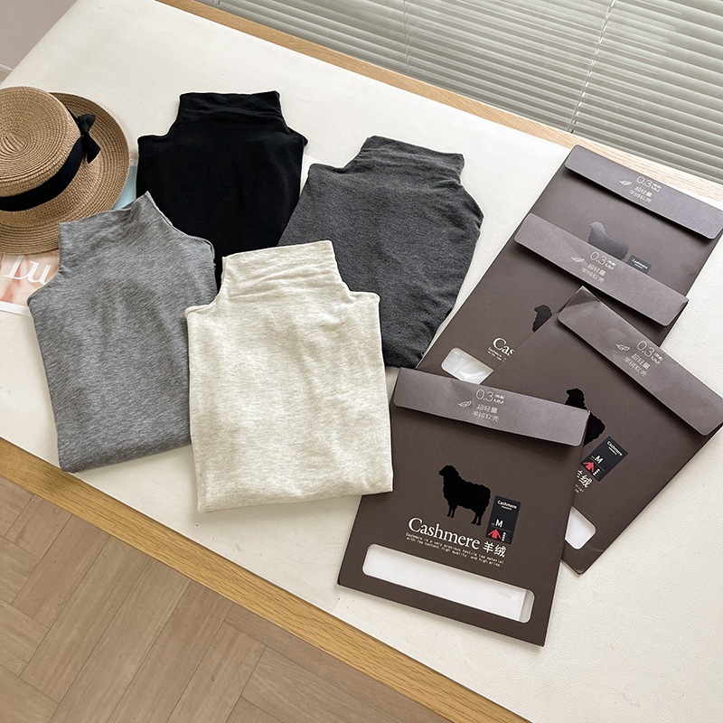 舒服到尖叫 山羊绒混纺秋季高弹力圆领亲肤女式长袖打底衫|undefined