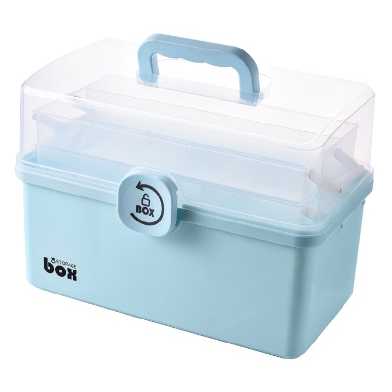 Household double-layer small medicine box family multi-functional medicine storage box portable first aid large capacity medicine box