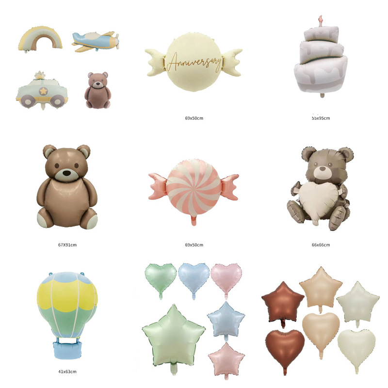 Korean style vintage matte matte bear airplane aluminum film balloon little red book ins decorative photo balloon Korean style vintage matte matte bear airplane aluminum film balloon little red book ins decorative photo balloon