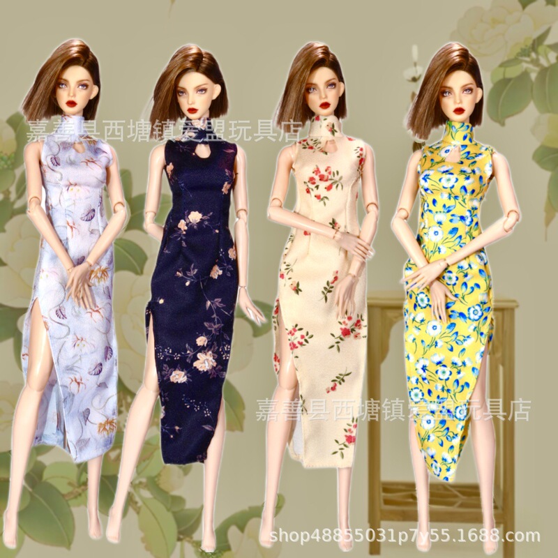 Wholesale 30cm Cross-Border Foreign Trade Dress-Up Skirt Cheongsam Dress Slit Classical Barbie Doll Clothes Wholesale 30cm Cross-Border Foreign Trade Dress-Up Skirt Cheongsam Dress Slit Classical Barbie Doll Clothes
