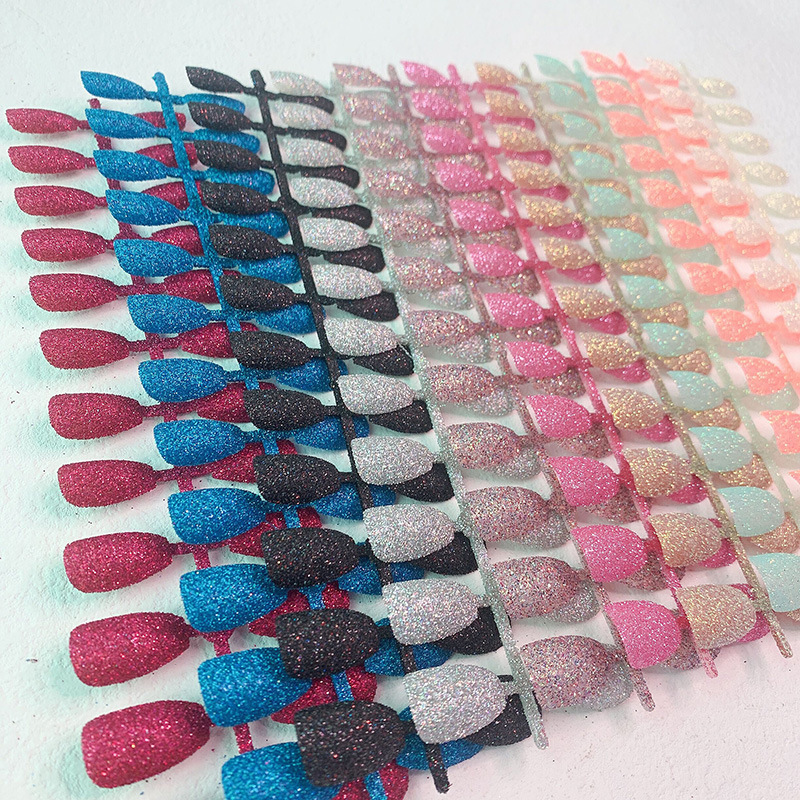 press on nail new European and American cross-border glitter powder nail polish glitter ballet nail coffin nail fake nail press on nail new European and American cross-border glitter powder nail polish glitter ballet nail coffin nail fake nail