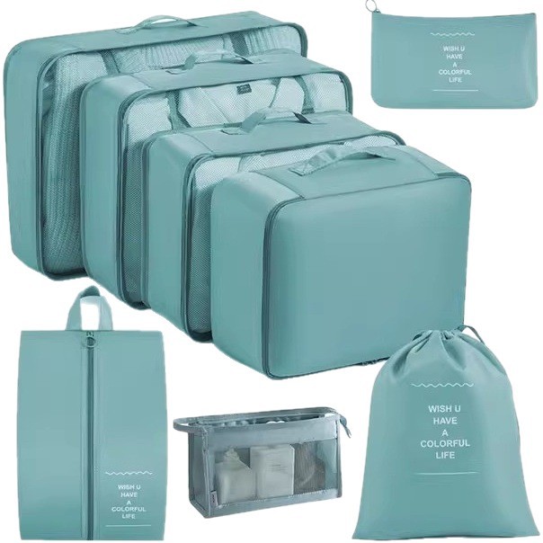 Juego de sarga de 7 piezas, equipaje, ropa, bolsa, bolsa de almacenamiento de gran capacidad, bolsa de lavado, bolsa de almacenamiento de viaje multiusos