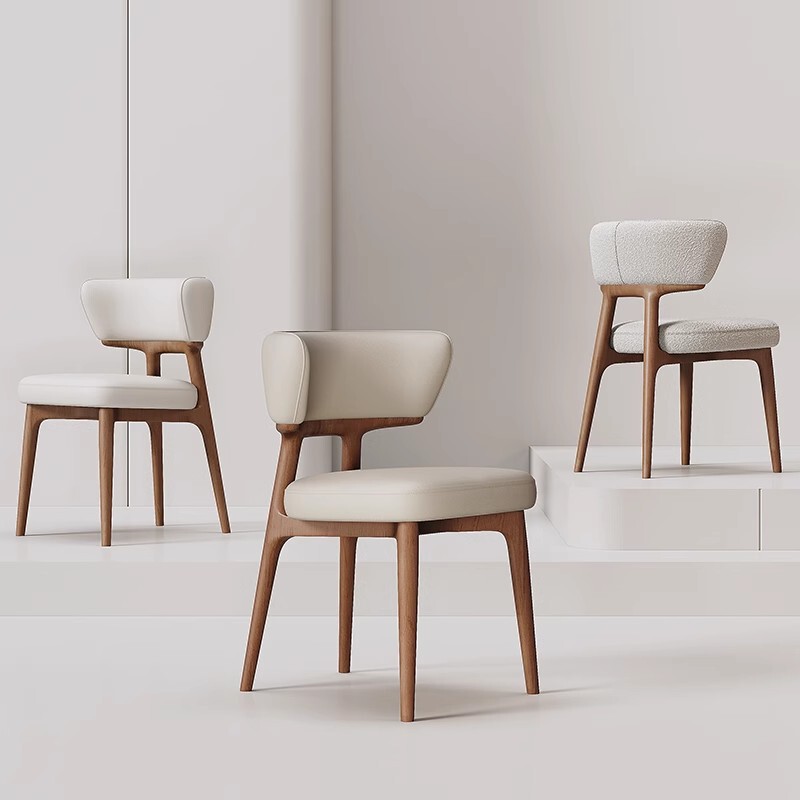 Modern Simple Middle-style Dining Chair Nordic Designer Hotel Restaurant Solid Wood Chair Home Strong and Durable Stool
