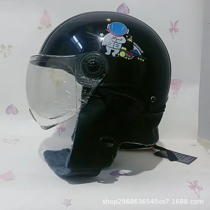 Half Helmet, Katong Auto Parts and Accessories - kids-black-winter-random-pattern