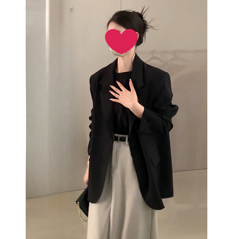 Fried Street Black Professional Small Suit Jacket Women's Spring and Autumn 2025 New Korean Style Design Sense Small All-match Suit