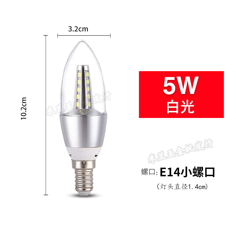 E14 pequeña burbuja Punta de tornillo 5W luz blanca
