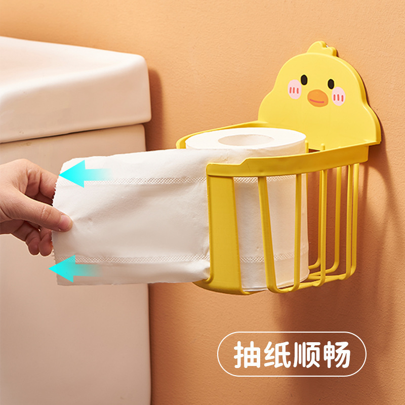 卫生间纸巾盒免打孔纸巾架宿舍化妆品收纳神器浴室置物架卡通创意|undefined