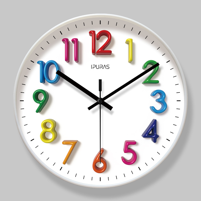Ipla 7040 Home Clock Children Wall Clock Mute Bedroom Living Room Clock Nordic Color Art Clock Wall