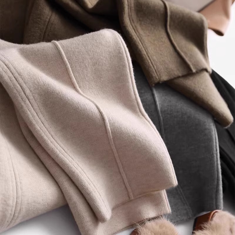 Knitted Grandma Pants Wool Pants Women's Autumn and Winter Thickened Small Nine-point Straight Casual Pants Harlan Turnip Pants