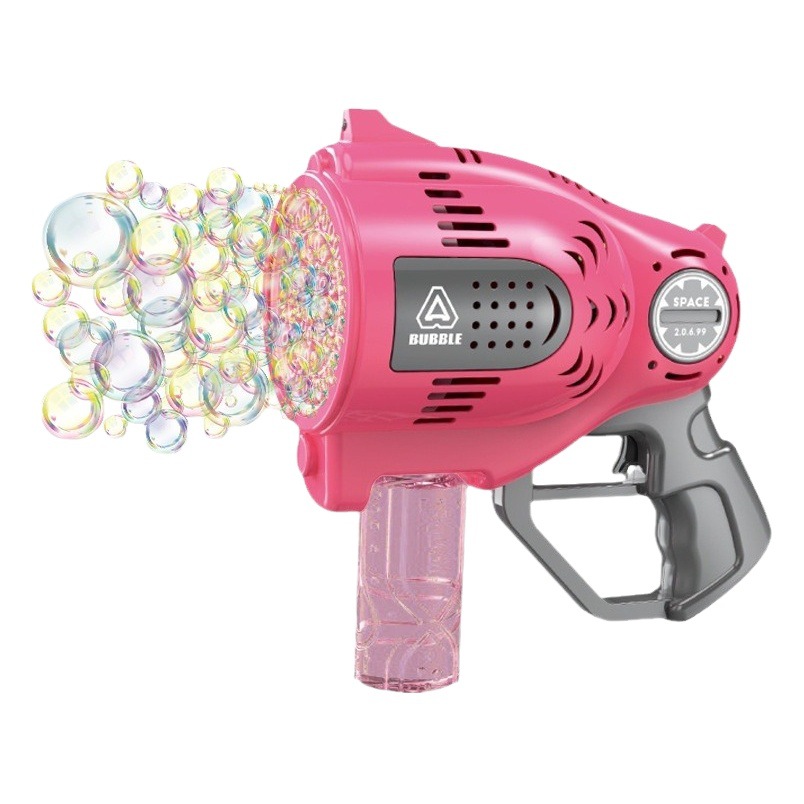 Transfronteriza nueva pistola de burbujas de 57 hoyos de mano Gatlin burbuja máquina automática de alimentación de agua porosa burbuja soplando juguete al por mayor