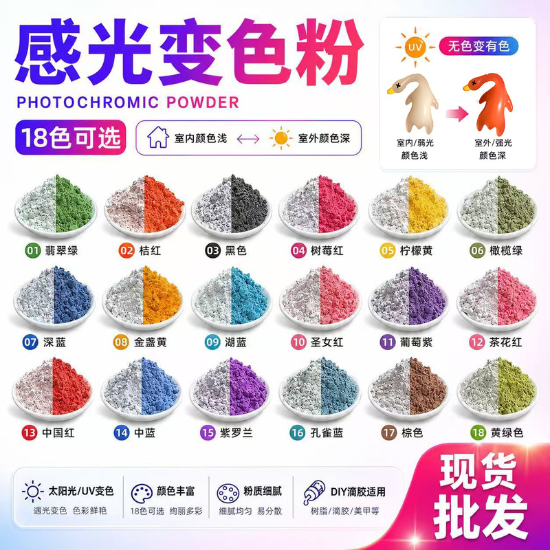 Uv Color-Changing Powder, Colorless to Colored Light-Sensitive Color-Changing Pigment, Light-Changing Microcapsule Powder, Color-Changing Pigment, Photosensitive Powder