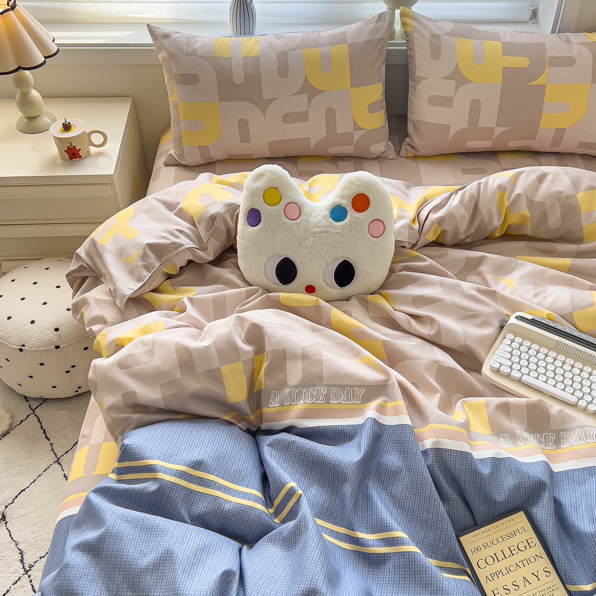 ins dormir desnudo cuatro piezas de sábanas de algodón imitación cubierta madre y bebé clase A dormitorio tres piezas de ropa de cama regalo