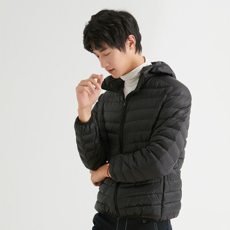 Nuevo 90 blanco chaqueta de invierno hombre ligero corto joven de mediana edad chaqueta de cuello ultra ligero auténtico