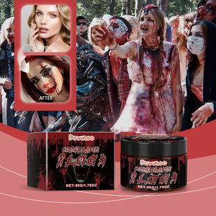 Dowmoo Halloween Fake Blood Cream Washable Fake Blood Vampire Zombie Blood Halloween Trick Props