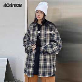 复古宽松慵懒风格子衬衫女早秋新品韩版休闲简约长袖外搭通勤小衫