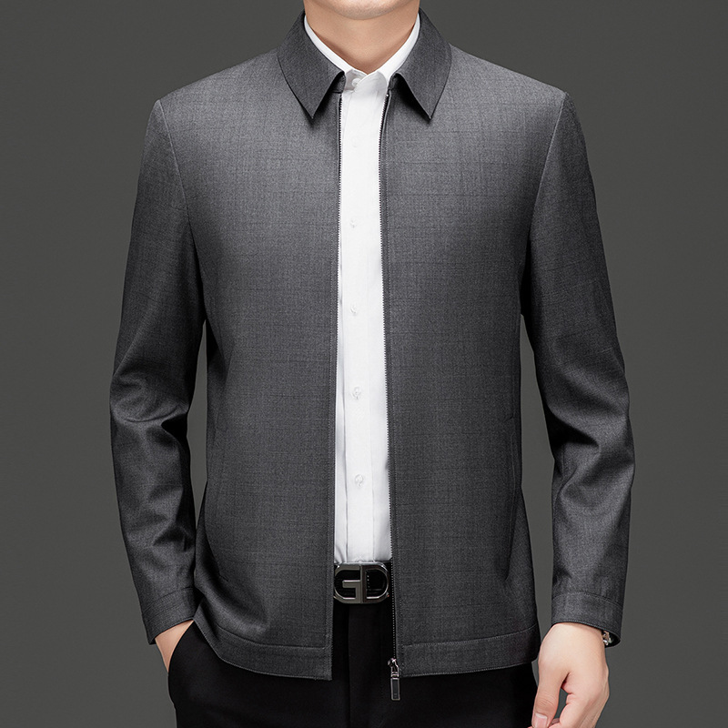 Men's Wool Jacket for Spring and Autumn, New Loose-Fitting Style for Middle-Aged and Older Men, Business Casual Woolen Men's Jacket