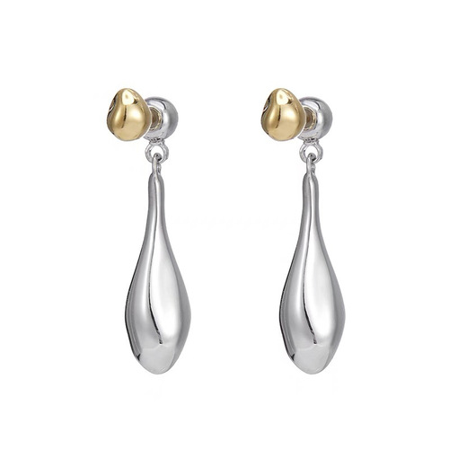 Gold and silver contrasting colors, minimalist water drop earrings, niche design, elegant, fashionable and personalized earrings, earrings, ear clips