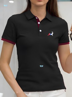 Women's Polo Shirt Short Sleeved t Shirt with Color Deer