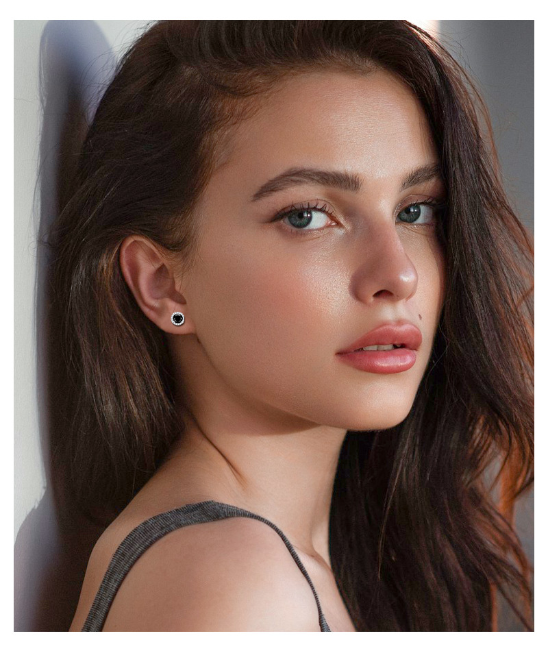 Girls' Favorite Black Mozzarella Diamond Stud Earrings Luxury Silver Jewelry Stunning S925 Sterling Silver Ear Accessories