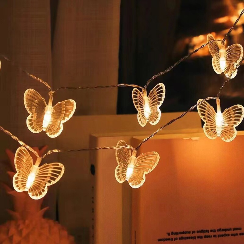 Butterfly LED solar light string outdoor tent canopy camping decorative colored lights children's paradise kindergarten string lights
