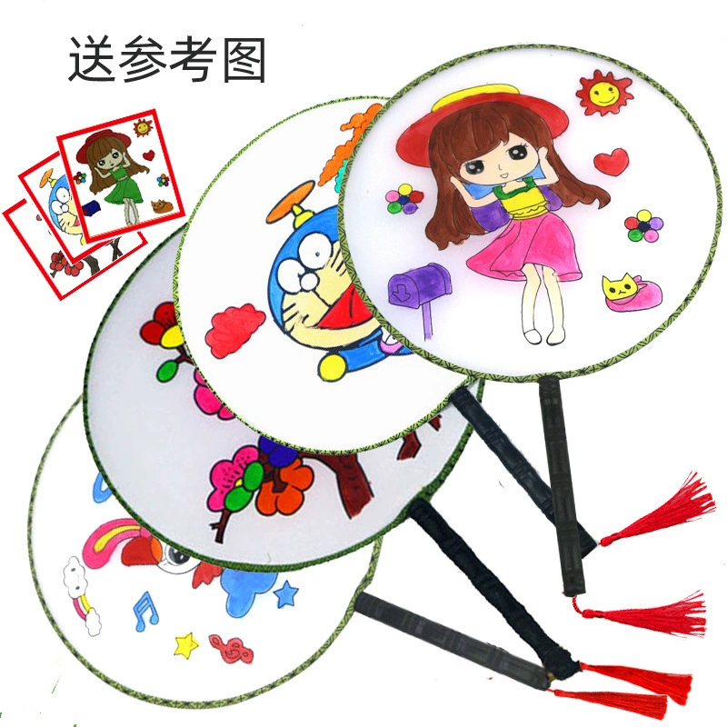 Детский веер с рисунком граффити, веер «сделай сам», веер для дворца, круглый веер, веер с мультяшным рисунком, раскраска, художественные материалы