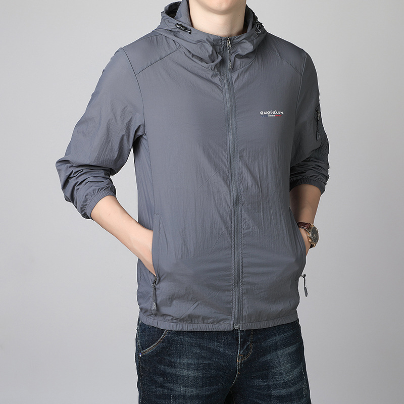 2024 moda nueva chaqueta de protección solar para hombres abrigo delgado de verano deportivo al aire libre transpirable anti-UV ropa de piel