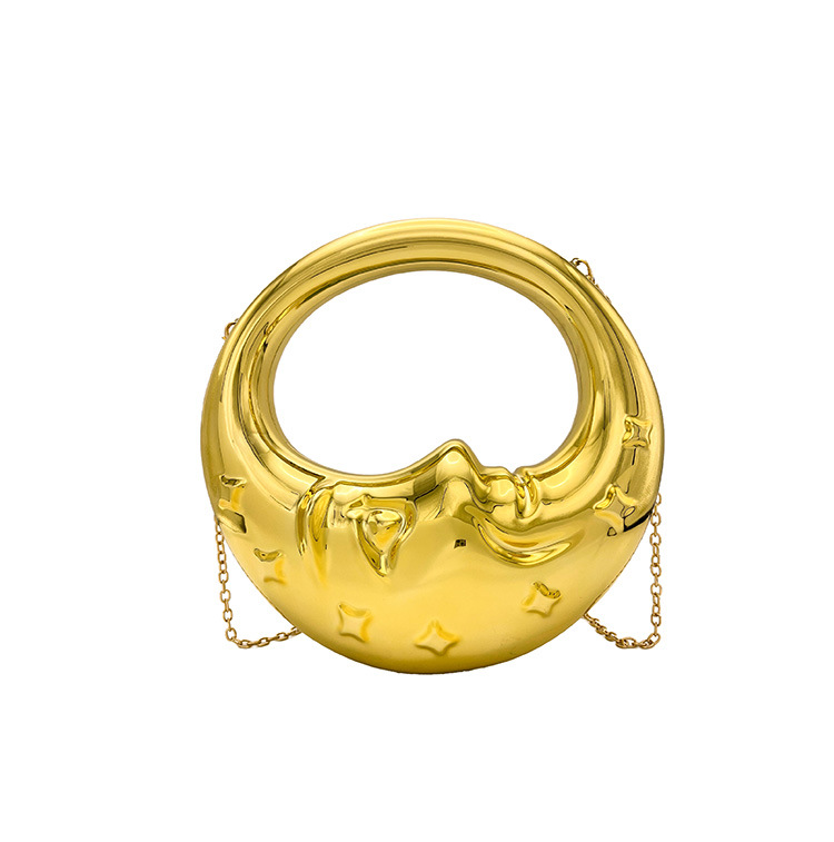Cross-Border New Luxury Moon Handbag Glossy Evening Bag Chain Shoulder Crossbody Bag For Wedding Party - Thumbnail 5