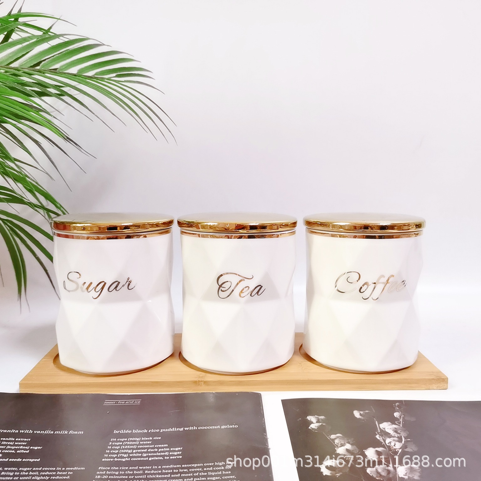 Tanque de sellado de cerámica galvanizado creativo, tanque de almacenamiento de rejilla de perforación, condimento de cocina, lata de azúcar, lata de café, lata de té