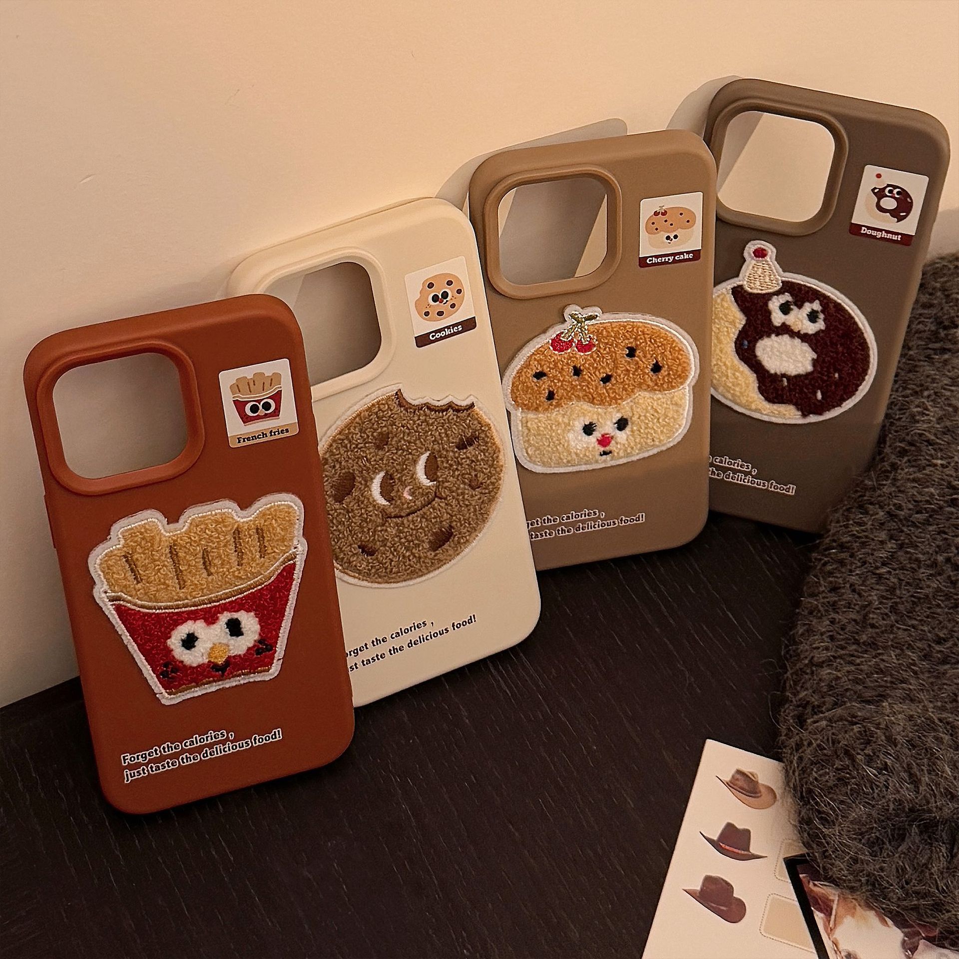 55g Weight iPhone Applicable Brands Phone Cases Classification tpu Material Donuts, French Fries, Cake Pattern Cute Style Embroidery Craft Tpu Donuts French Fries Cake Embroidery Cute Phone Cases Phone Accessories 5