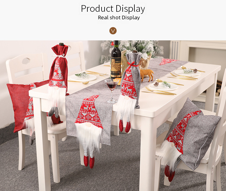 Haube uusi joulukoristeita Rudolph-pöytäjuoksija luova kolmiulotteinen vanhusten ruokapöydän koristelu pöytäliina_voghion.com