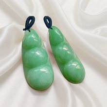 A货翡翠吊坠老坑冰糯种满绿福豆 缅甸玉四季豆满色阳绿批发配证书