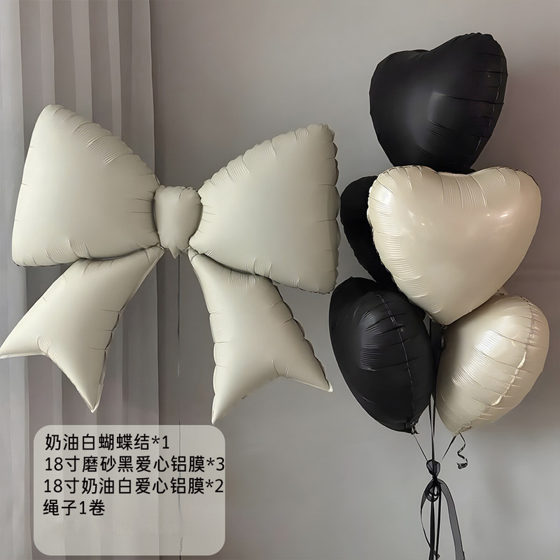 暮光粉芭蕾风蝴蝶结铝膜气球拍照道具女孩生日派对装饰道具气球|undefined