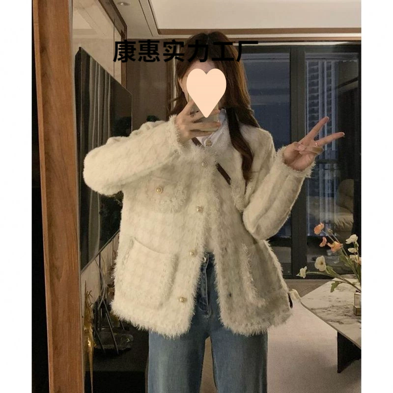 Вязаный зимний кардиган, жакет, большие размеры, в стиле Chanel, яркий заметный дизайн