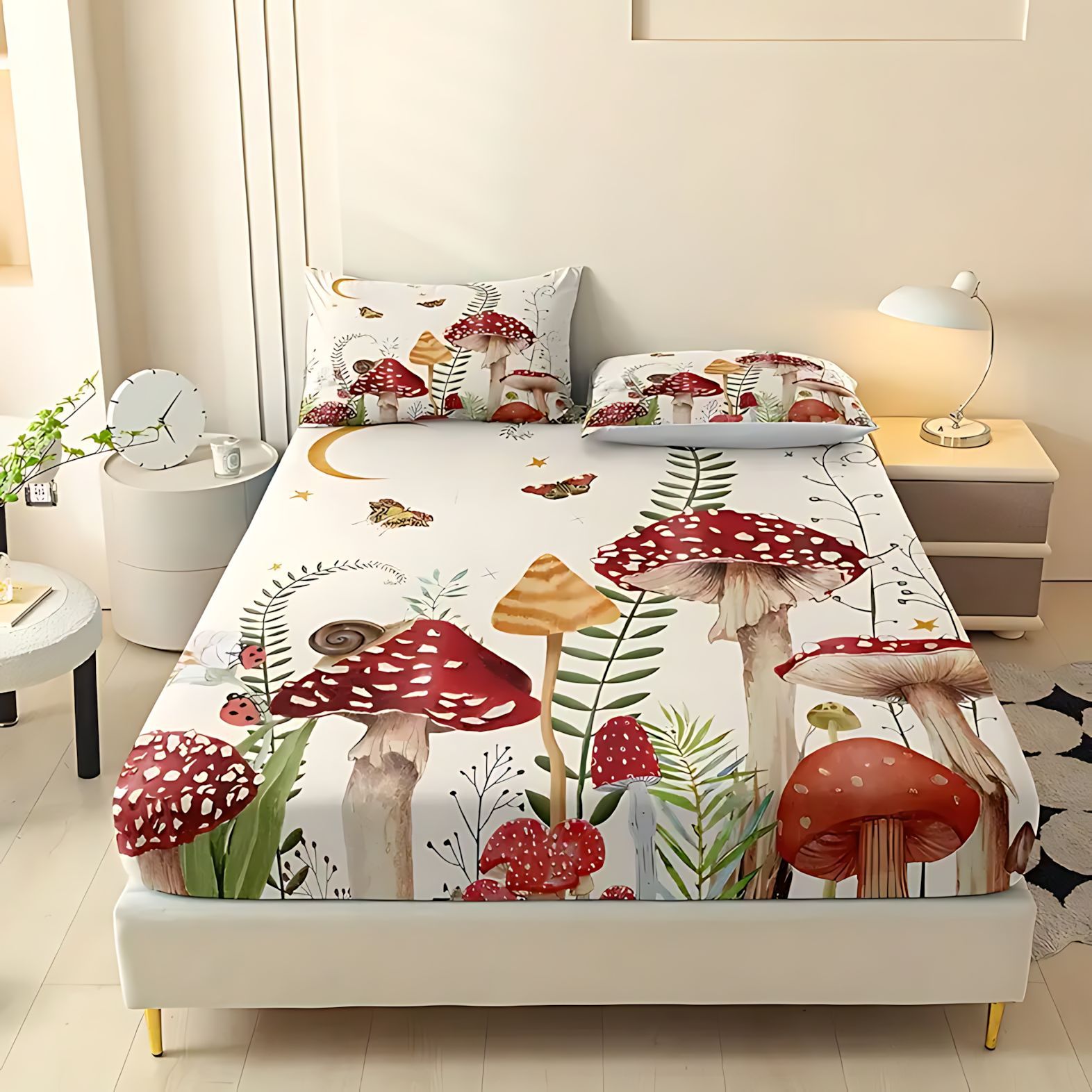 TEMU / JIT transfronterizo impresión digital 3D hongos bosques patrón de cama Kasa Kit fuente de fabricación puede ser fijado