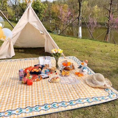 Avtomobil döşəmə paspasları — Vacation Mat Beach Moisture-proof - lace-check-yellow-190200cm