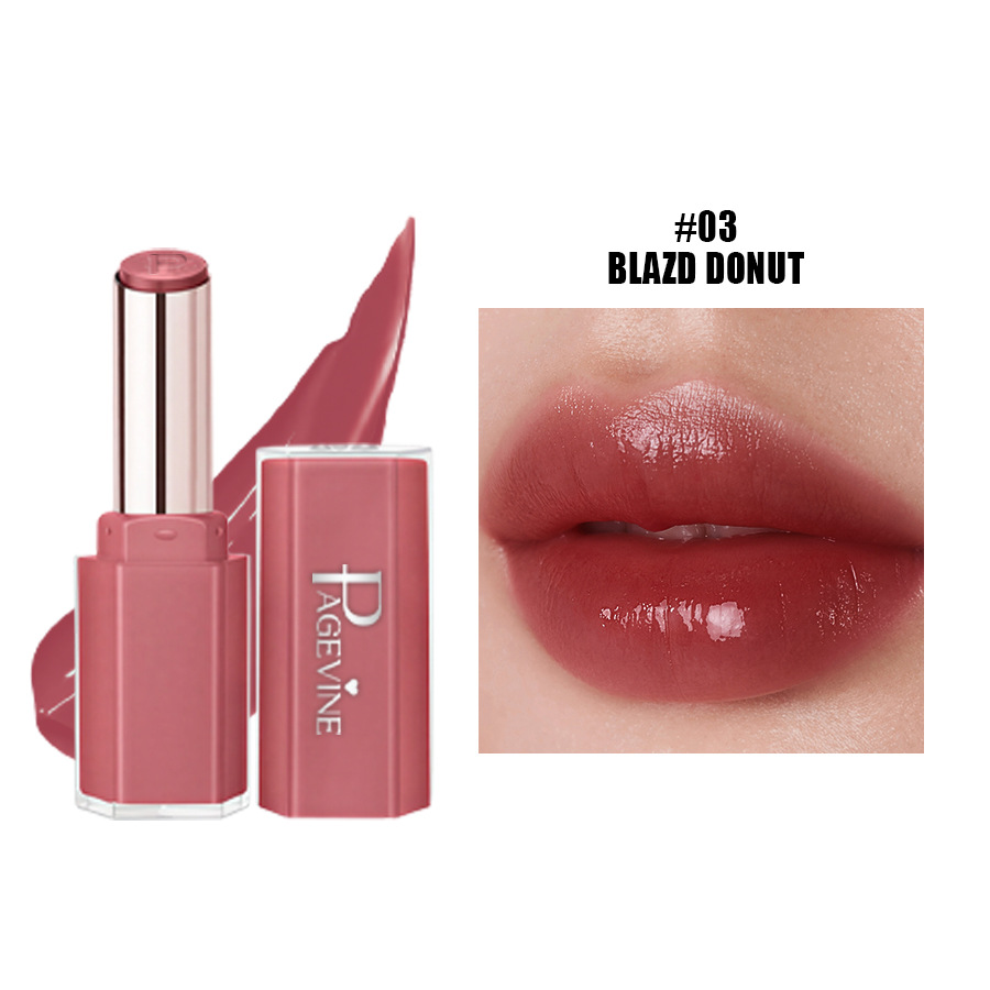 Cross-border Beauty PAGE VINE Mirror Light Lipstick para desarrollar el color, retener el maquillaje y humectar la superficie del espejo sin tazas de agua, hidratante y brillante.