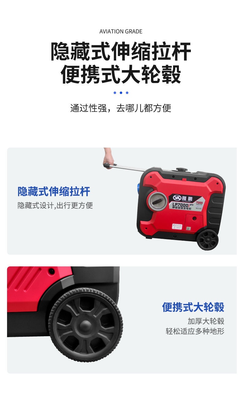 Longpeng Gasoline Generator 220V High Power Silent Variable Frequency Remote Control Portable 6.5Kw Rv Outdoor Emergency