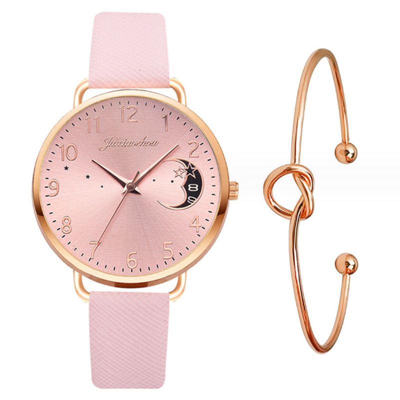 hot products Star Moon pattern Women's Watch simple belt student bracelet suit watch_voghion.com