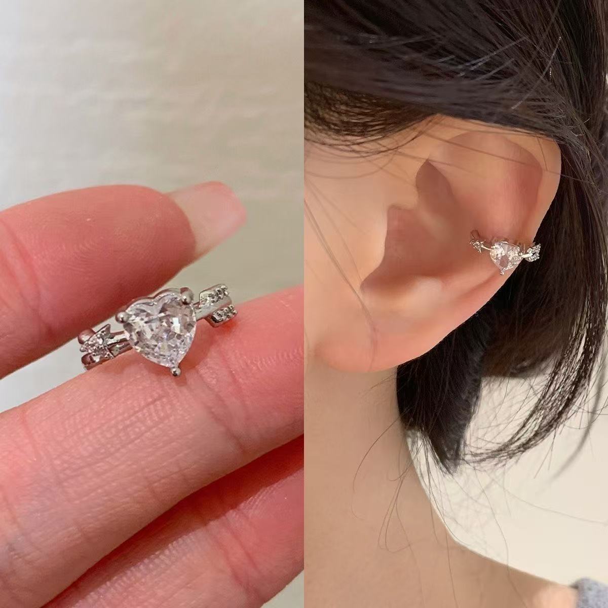 Tik Tok Red Red Moda Micro-incrustación de circón Mariposa Cartílago Clip para la oreja Sin perforaciones para la oreja Clip para la oreja Pendientes populares