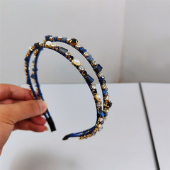 Korean Version New Exquisite Double Drain Crystal Headband, Simple and Versatile, Elegant Outgoing Hair Accessory, Refined Retro Fairy Headband