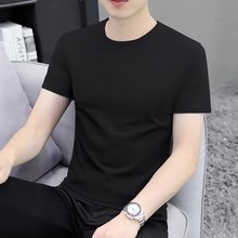 厂家批发夏季男士潮牌纯色圆领短袖t恤男宽松加肥加大码夏季休闲T