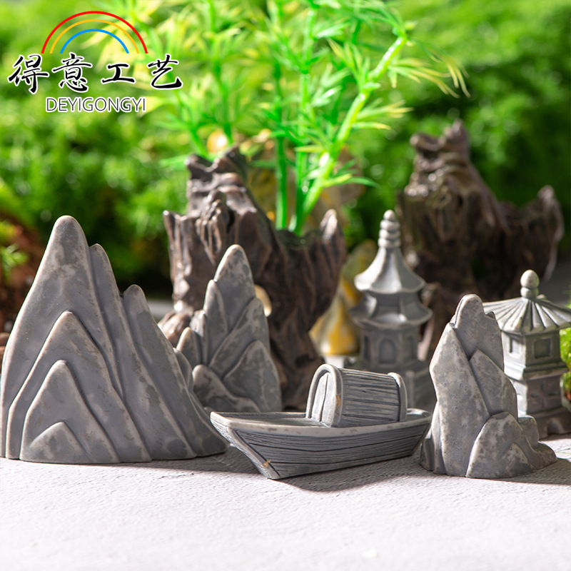 Micro-Landscape Resin Ornaments, Rockery Stone Towers, House Building Ornaments, Garden Landscape Sand Table Landscaping Decorations and Accessories