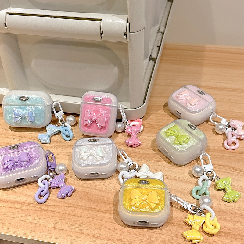 Dropping glue bow pearl pendant headphone set for apple Dropping glue bow pearl pendant headphone set for apple
