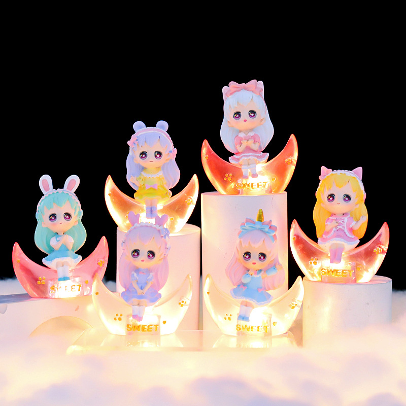 梦幻月亮女孩小公主星星灯小摆件时尚家居卧室氛围灯小礼品批发