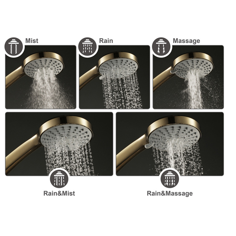 HIDEEP drushed gold ABS hand shower head 5 function spray rain hand shower source manufacturers