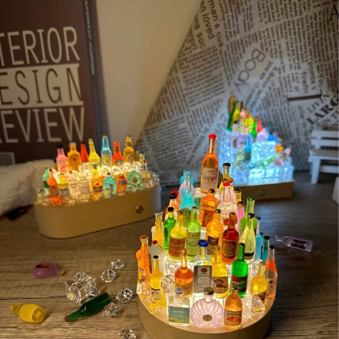 Castle diy botella de vino luz de noche pequeña luz decorativa base de luz mesa coche habitación cerveza luminosa decoración niño regalo